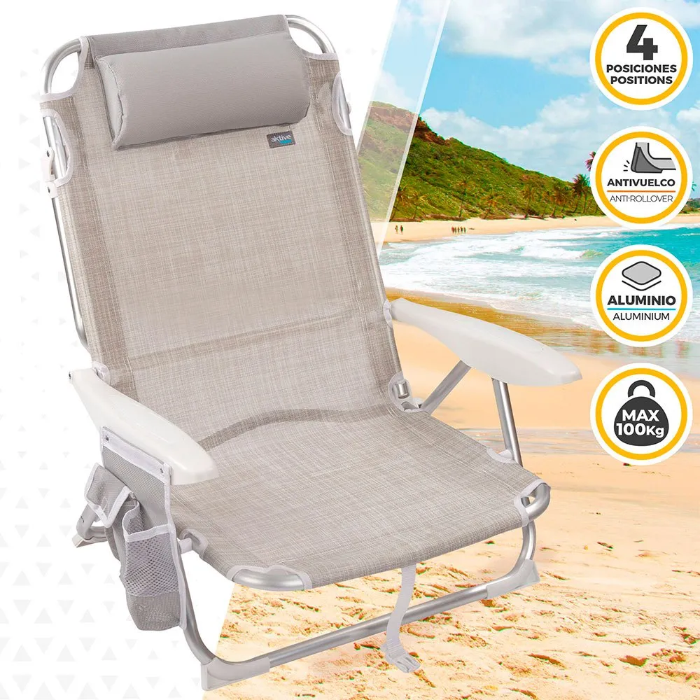 Aktive Flerposisjons Sammenleggbar Strandstol I Aluminium Refurbished unisex, Beige, One Size Aktive Flerposisjons Sammenleggbar Strandstol I Aluminium Refurbished unisex, Beige, One Size
