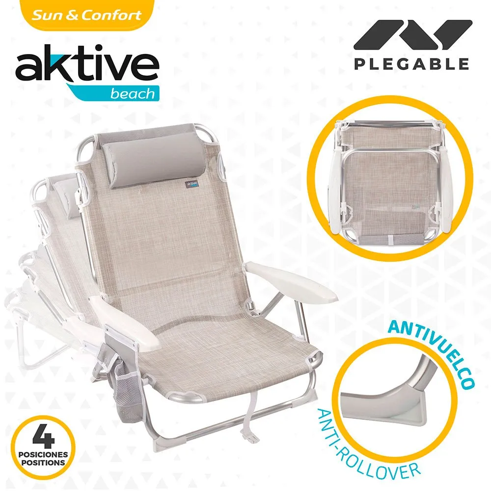 Aktive Flerposisjons Sammenleggbar Strandstol I Aluminium Refurbished unisex, Beige, One Size Aktive Flerposisjons Sammenleggbar Strandstol I Aluminium Refurbished unisex, Beige, One Size