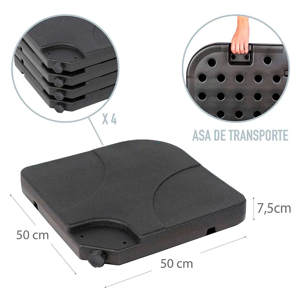 Aktive Fylbart Firkantet Parasollstativ 4 Stykker unisex, Black, One Size