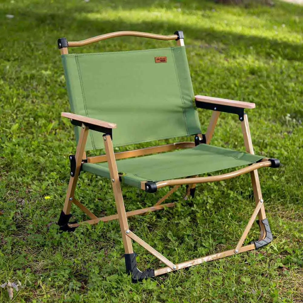 Aktive Glamping 52x45x62 Cm Low Stol Refurbished, Green / brown, One Size