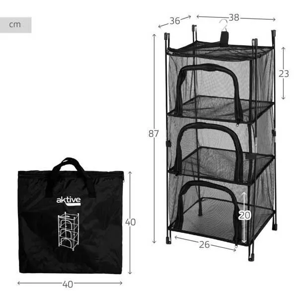 Aktive Hengende Garderobeskap Arrangør 63073, Black, 87 x 38 x 36cm Aktive Hengende Garderobeskap Arrangør 63073, Black, 87 x 38 x 36cm