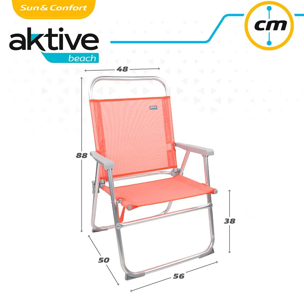 Aktive Høy Sammenleggbar Strandstol I Aluminium unisex, Coral, One Size