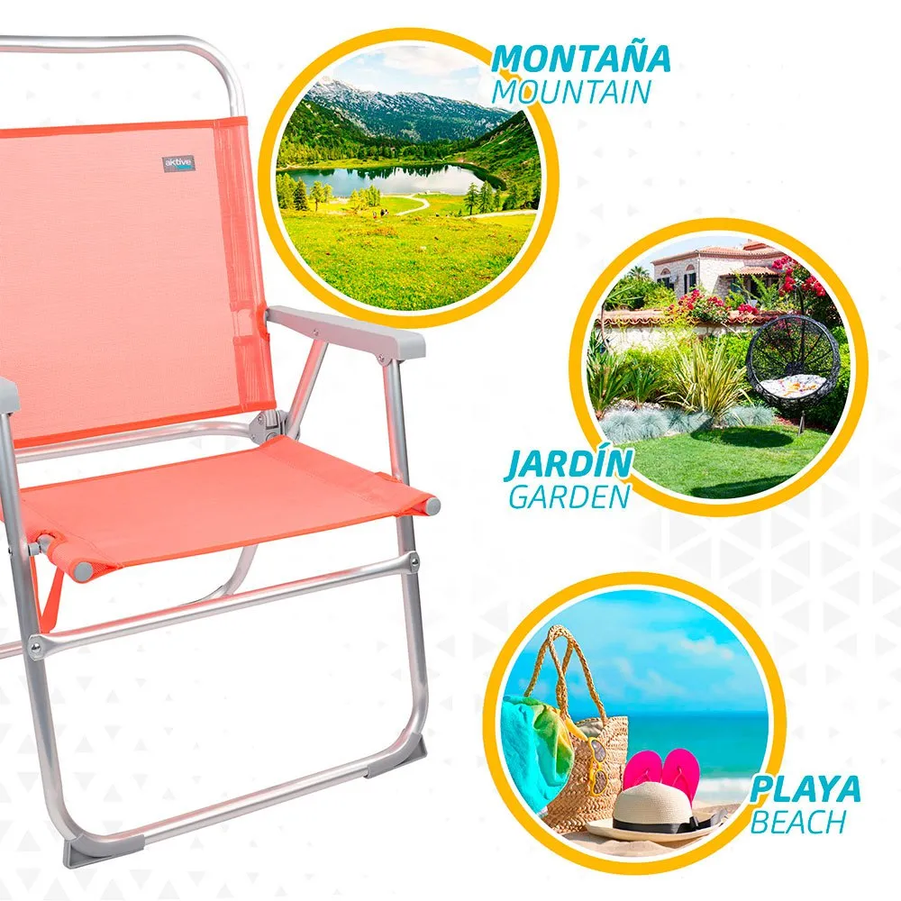 Aktive Høy Sammenleggbar Strandstol I Aluminium unisex, Coral, One Size