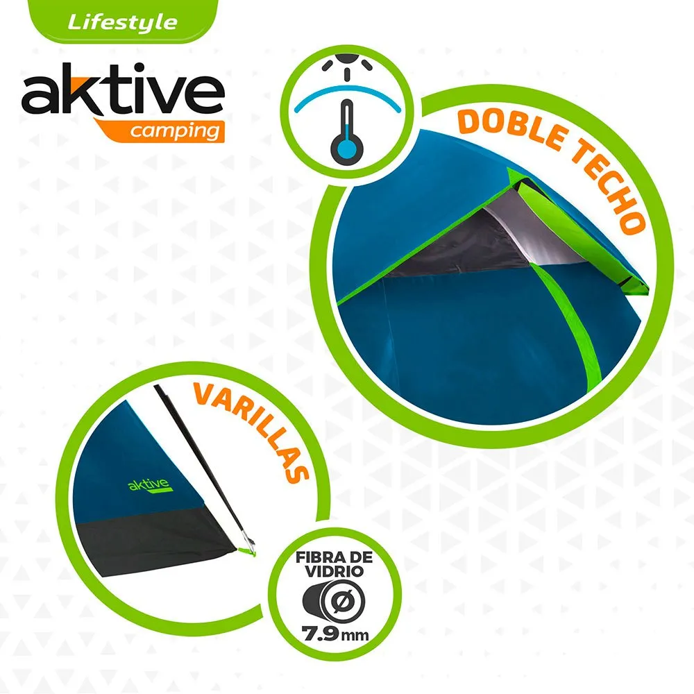 Aktive Iglu 240x210x130 Cm Telt, Blue / green, 3 Steder