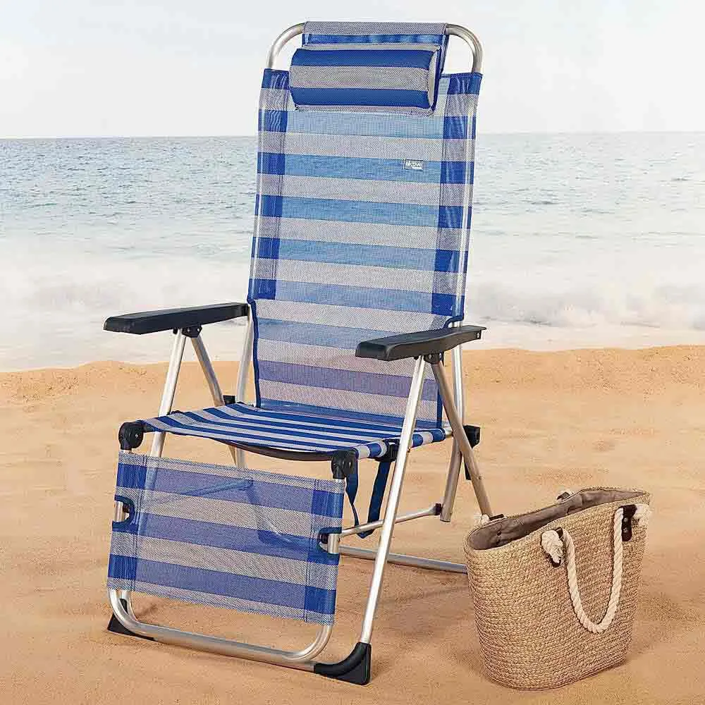 Aktive Justerbar Strandseng Med Pute Refurbished, Blue / white, 75 x 63 x 43-114cm Aktive Justerbar Strandseng Med Pute Refurbished, Blue / white, 75 x 63 x 43-114cm