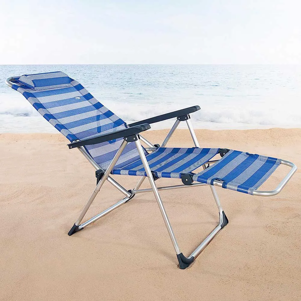 Aktive Justerbar Strandseng Med Pute Refurbished, Blue / white, 75 x 63 x 43-114cm Aktive Justerbar Strandseng Med Pute Refurbished, Blue / white, 75 x 63 x 43-114cm