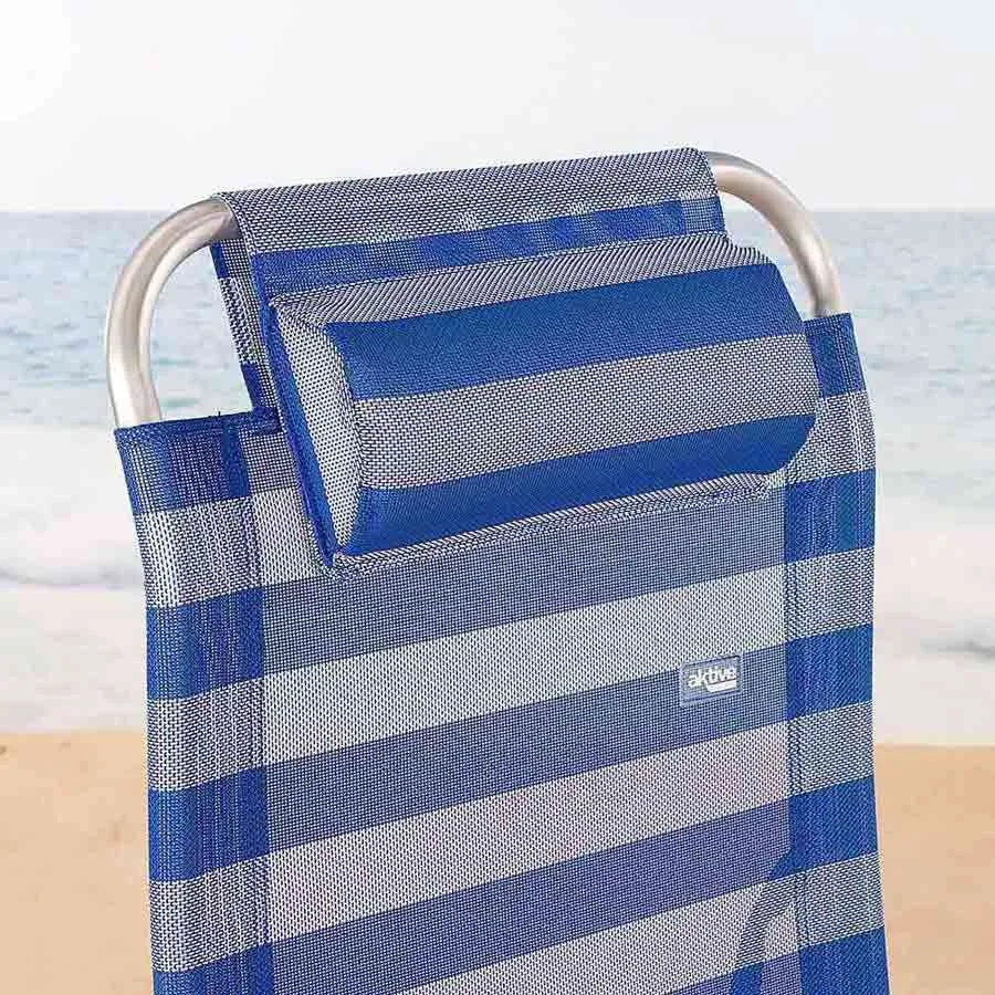 Aktive Justerbar Strandseng Med Pute Refurbished, Blue / white, 75 x 63 x 43-114cm Aktive Justerbar Strandseng Med Pute Refurbished, Blue / white, 75 x 63 x 43-114cm