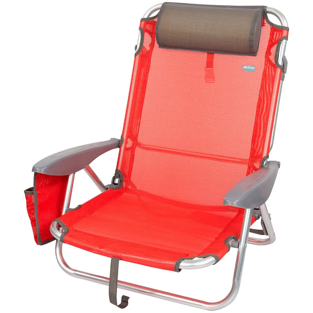Aktive Justerbar Strandstol Med Pute unisex, Red, One Size
