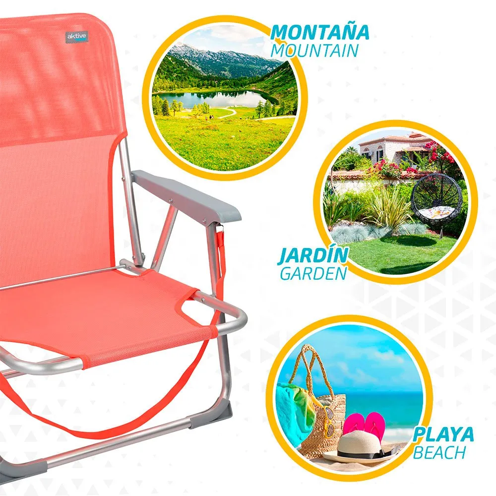 Aktive Lav Sammenleggbar Strandstol I Aluminium unisex, Coral, One Size