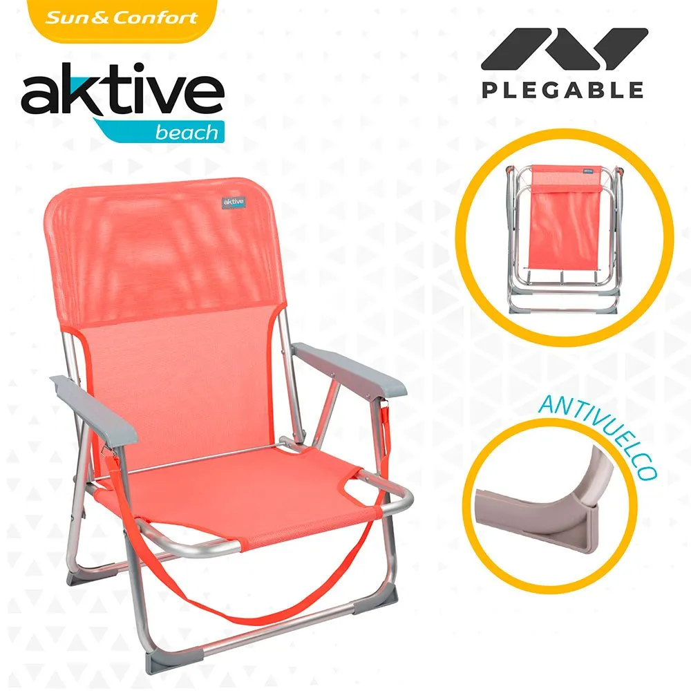Aktive Lav Sammenleggbar Strandstol I Aluminium unisex, Coral, One Size