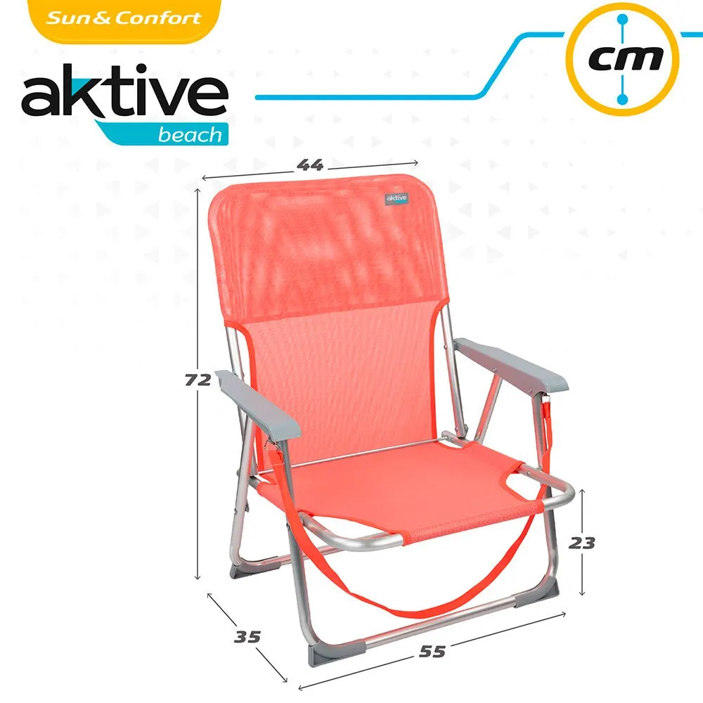 Aktive Lav Sammenleggbar Strandstol I Aluminium unisex, Coral, One Size