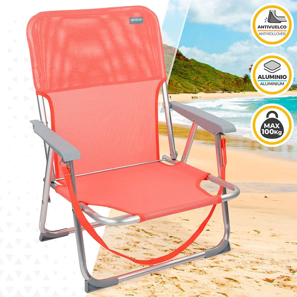 Aktive Lav Sammenleggbar Strandstol I Aluminium unisex, Coral, One Size
