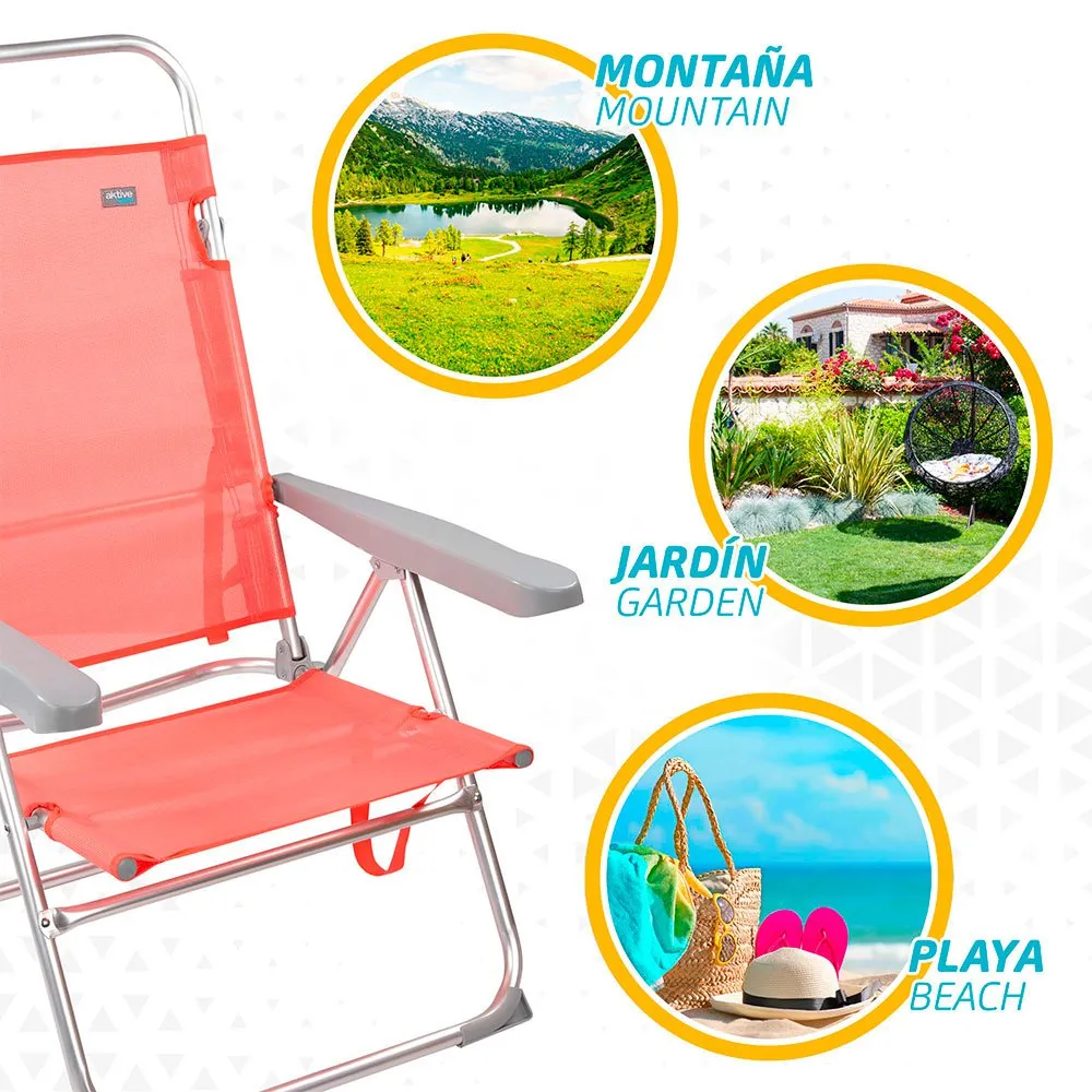 Aktive Lav Strandstol I Aluminium unisex, Coral, One Size