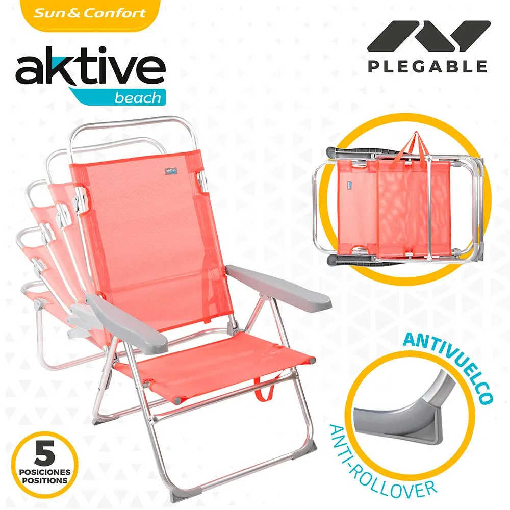 Aktive Lav Strandstol I Aluminium unisex, Coral, One Size