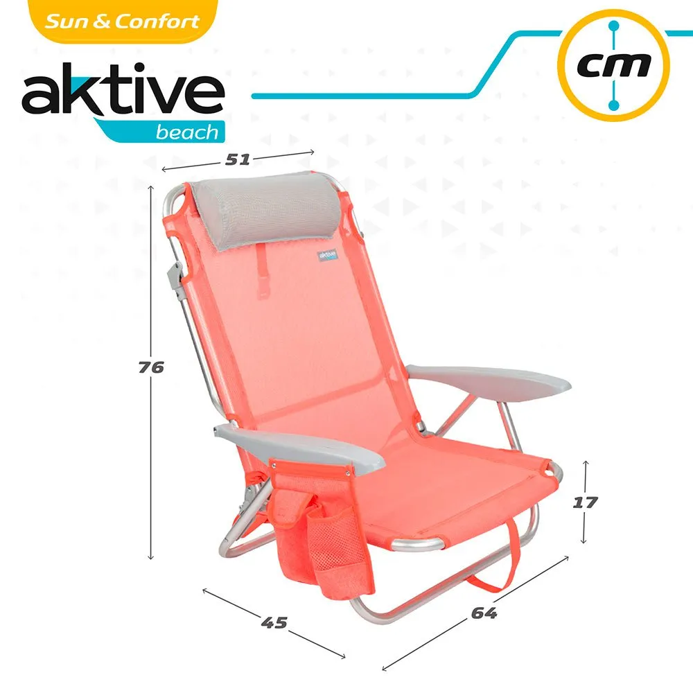 Aktive Multiposisjon Sammenleggbar Strandstol Med Pute unisex, Coral, One Size Aktive Multiposisjon Sammenleggbar Strandstol Med Pute unisex, Coral, One Size