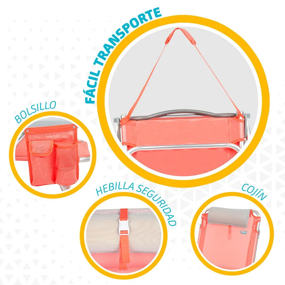 Aktive Multiposisjon Sammenleggbar Strandstol Med Pute unisex, Coral, One Size Aktive Multiposisjon Sammenleggbar Strandstol Med Pute unisex, Coral, One Size