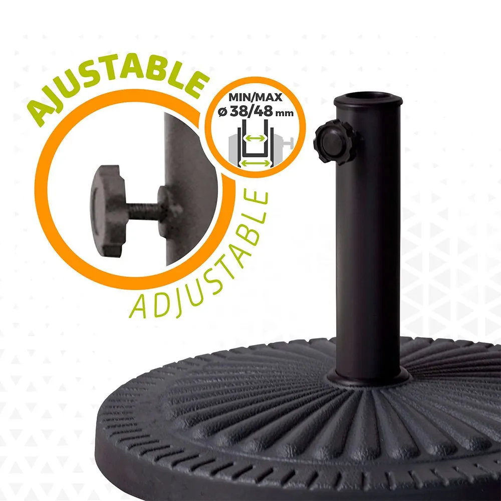 Aktive Parasoll Med Rund Base I Polyresin 38-48 Mm unisex, Black, 49 x 33cm