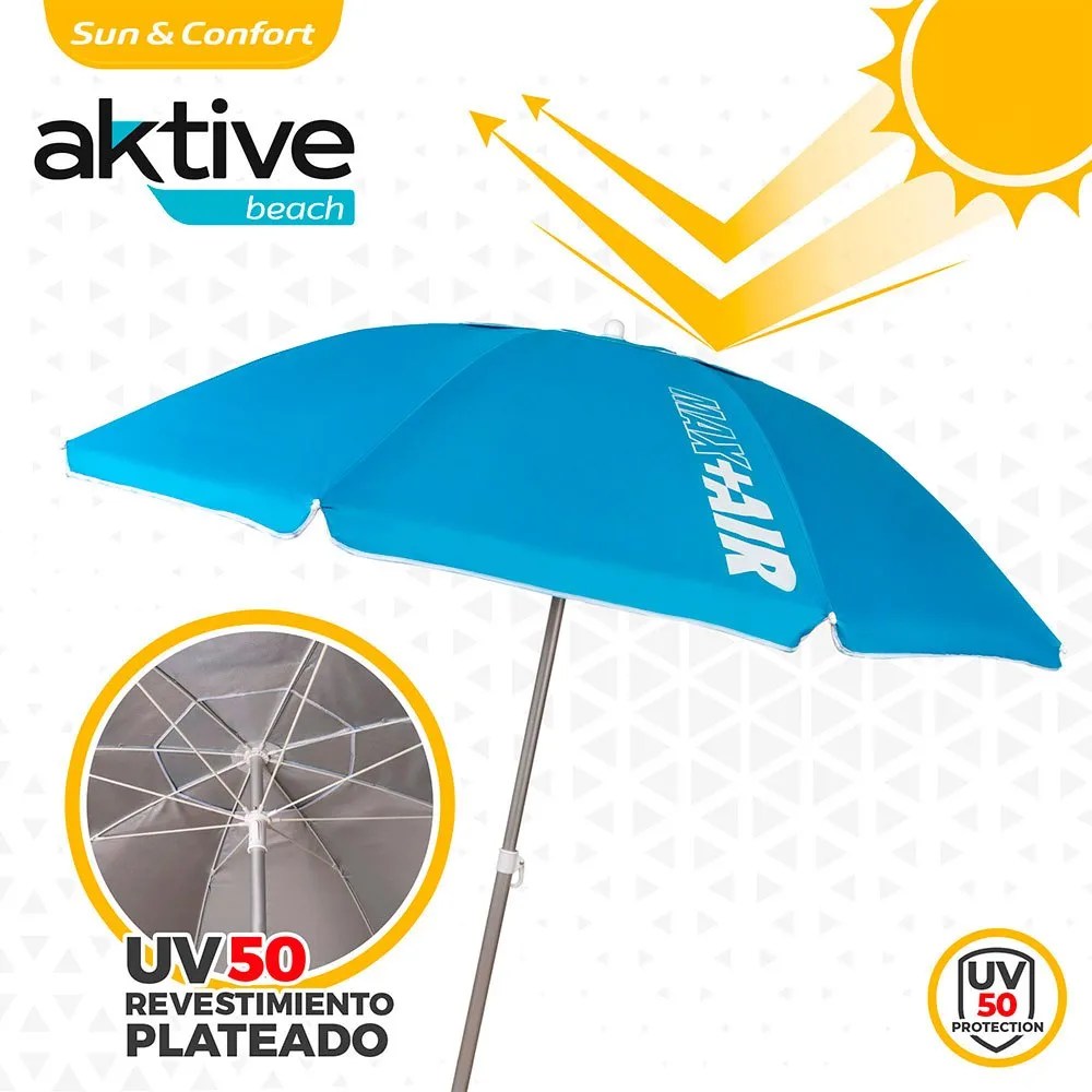 Aktive Parasoll Uv50-beskyttelse 200 Cm unisex, Blue, One Size