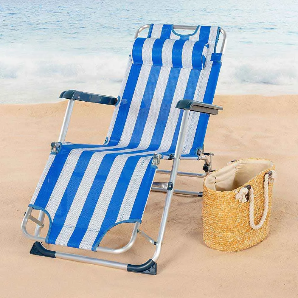 Aktive Regulerbar Solseng Med Pute Refurbished, Blue / white, 153 x 60 x 83cm