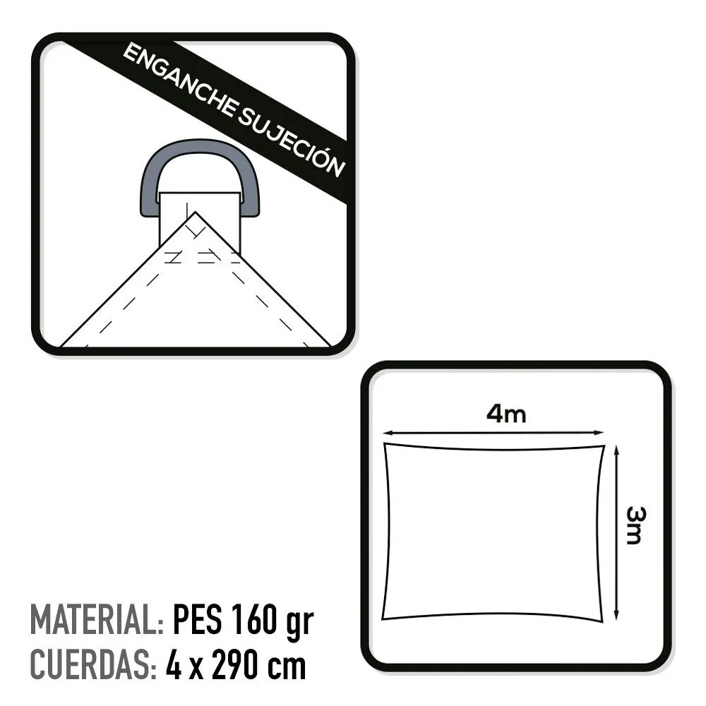 Aktive Rektangulær Solseil 200x300 Cm unisex, White, One Size