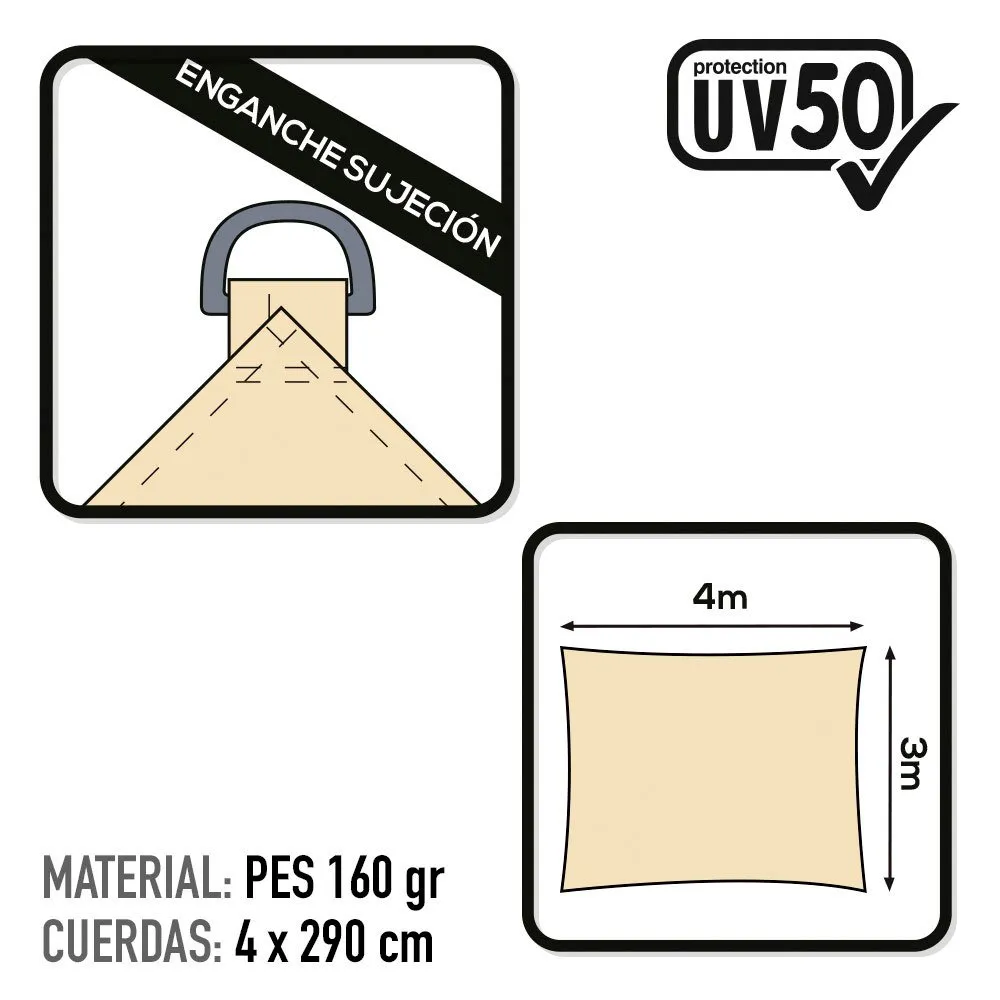 Aktive Rektangulær Solseil Med Uv50-beskyttelse 300x400 Cm unisex Aktive Rektangulær Solseil Med Uv50-beskyttelse 300x400 Cm unisex