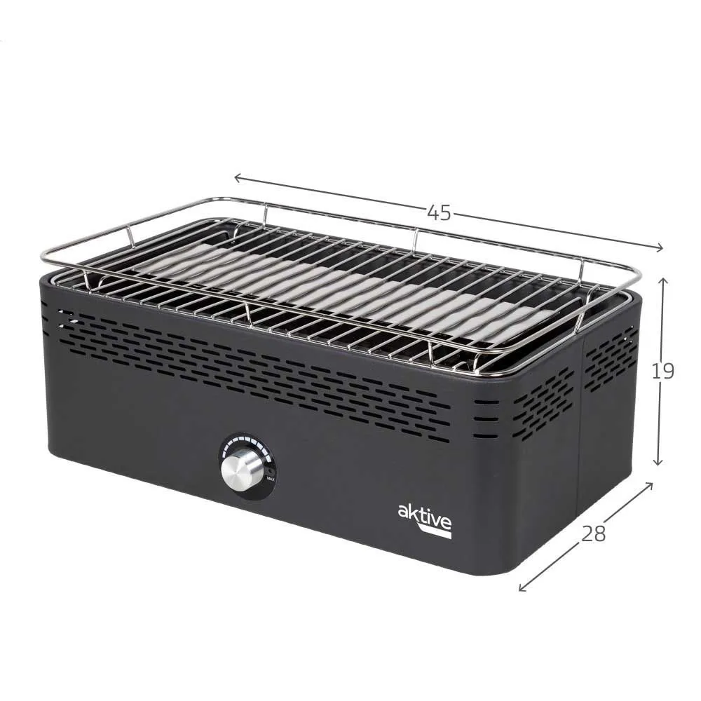 Aktive Røykfri Rektangulær Grill, Black, 42 x 23cm Aktive Røykfri Rektangulær Grill, Black, 42 x 23cm