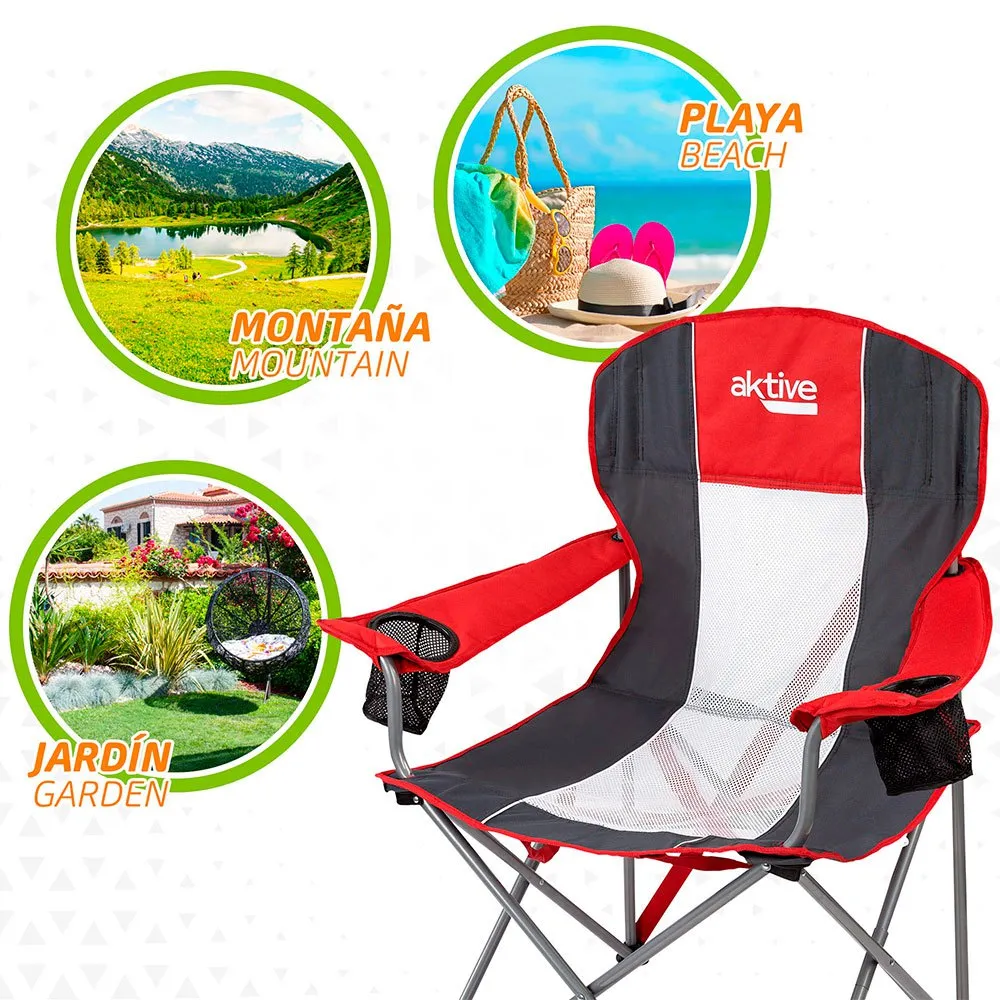 Aktive Sammenleggbar Campingstol 60x58.5x98 Cm unisex, Red / black, One Size
