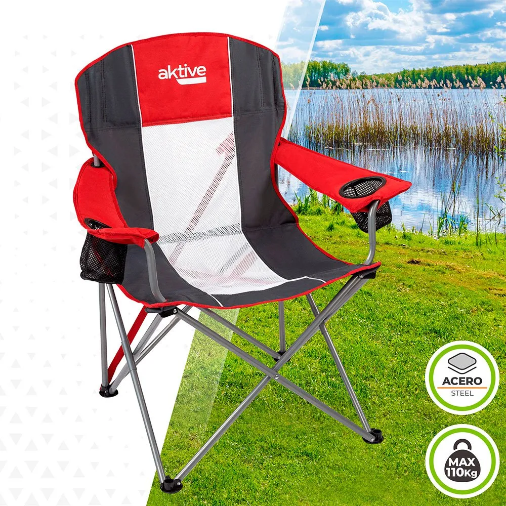 Aktive Sammenleggbar Campingstol 60x58.5x98 Cm unisex, Red / black, One Size