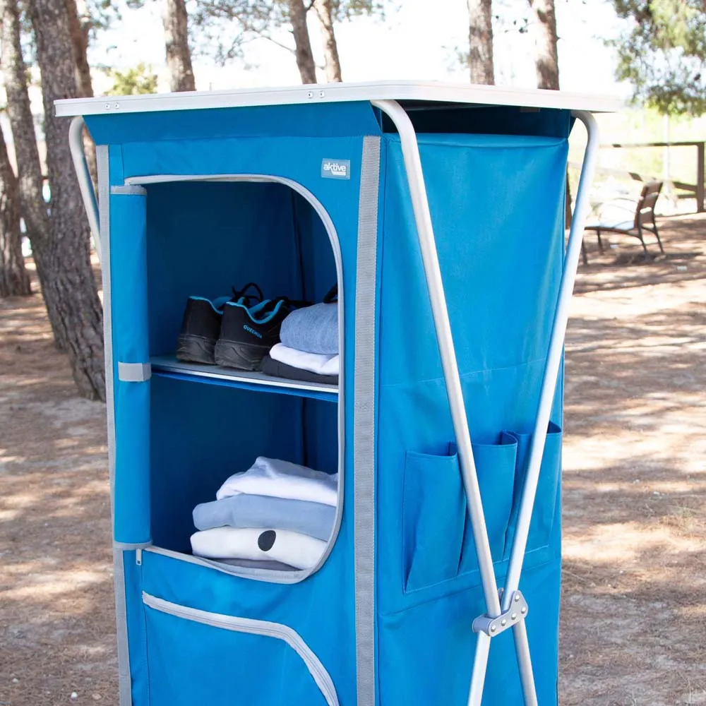 Aktive Sammenleggbar Garderobe Med 4 Nivåer 62x53x140 Cm, Blue, One Size Aktive Sammenleggbar Garderobe Med 4 Nivåer 62x53x140 Cm, Blue, One Size