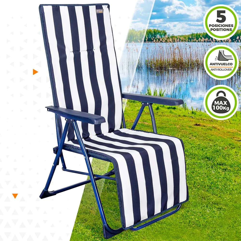Aktive Sammenleggbar Solseng 5 Posisjoner unisex, Navy / white, 59 x 59 x 109cm