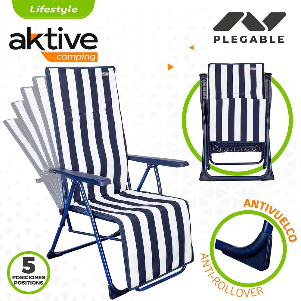 Aktive Sammenleggbar Solseng 5 Posisjoner unisex, Navy / white, 59 x 59 x 109cm