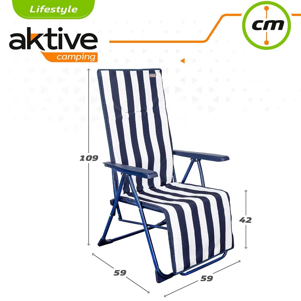 Aktive Sammenleggbar Solseng 5 Posisjoner unisex, Navy / white, 59 x 59 x 109cm