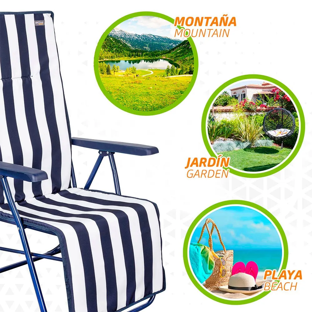 Aktive Sammenleggbar Solseng 5 Posisjoner unisex, Navy / white, 59 x 59 x 109cm