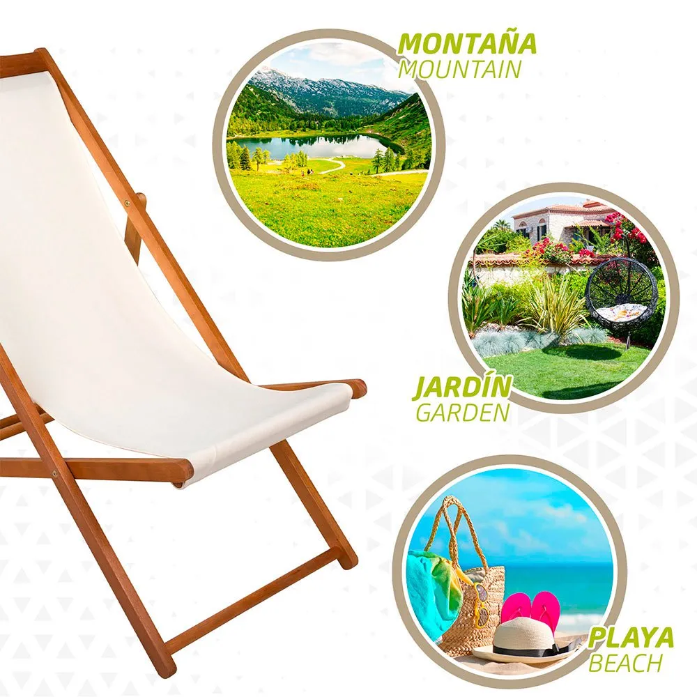 Aktive Sammenleggbar Solseng I Akasietre unisex, Wooden / white, One Size Aktive Sammenleggbar Solseng I Akasietre unisex, Wooden / white, One Size