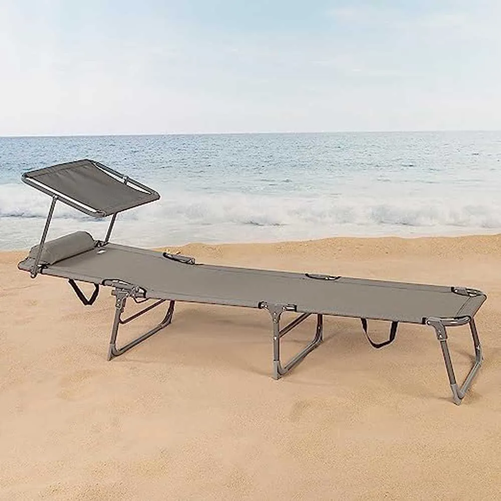 Aktive Sammenleggbar Solseng Med Parasoll, Grey, 193 x 53 x 30cm