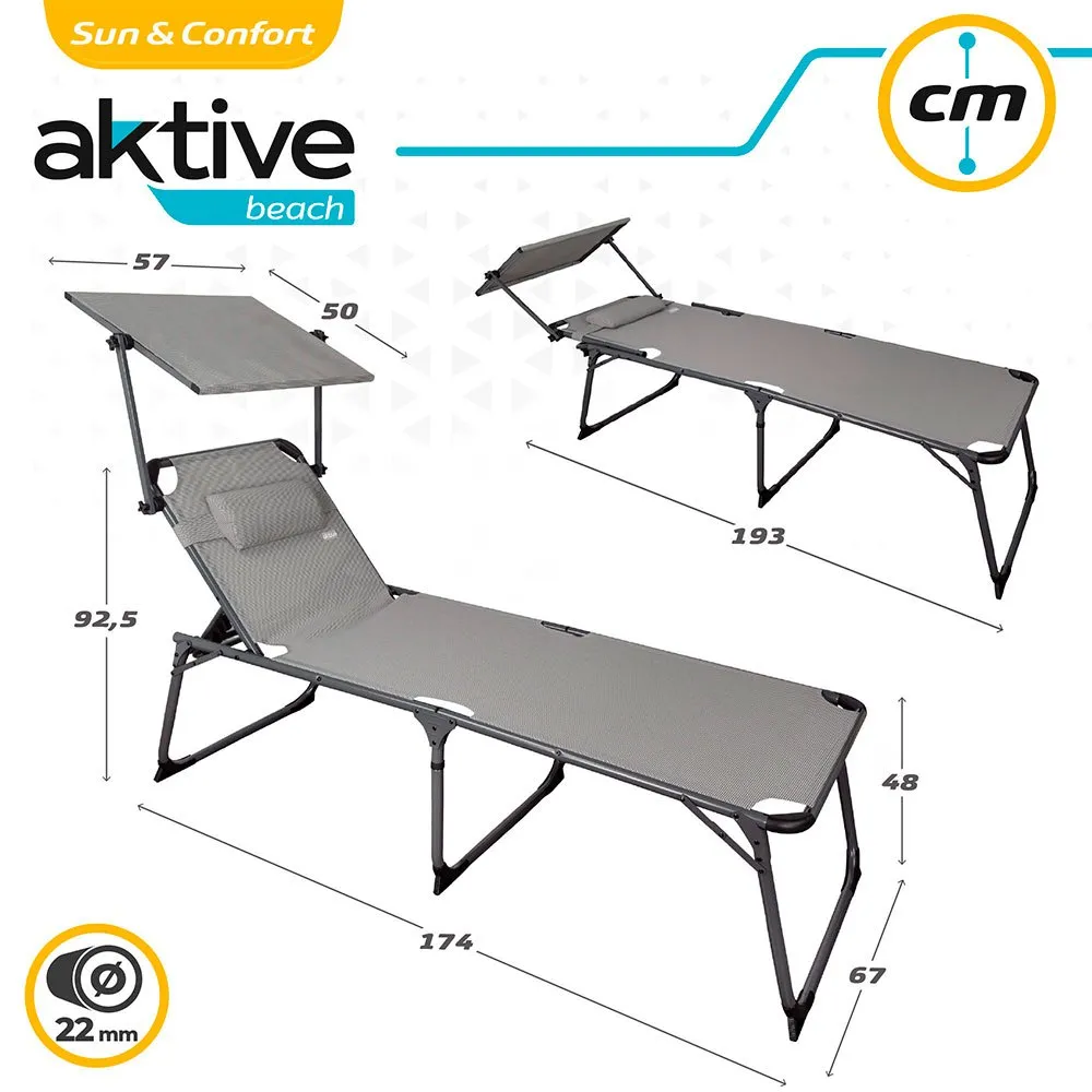 Aktive Sammenleggbar Solseng Med Parasoll Og Pute Refurbished unisex, Grey / black, One Size Aktive Sammenleggbar Solseng Med Parasoll Og Pute Refurbished unisex, Grey / black, One Size