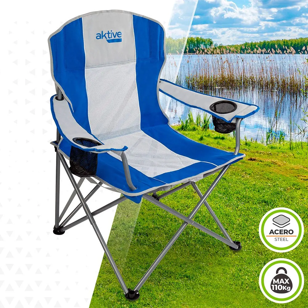 Aktive Sammenleggbar Sportsstol 60x58.5x98 Cm unisex, Blue / white, One Size