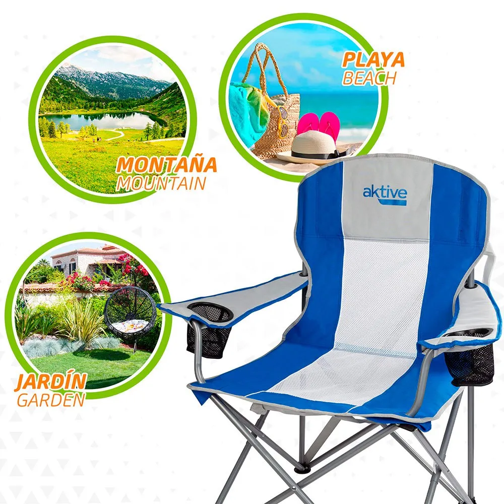 Aktive Sammenleggbar Sportsstol 60x58.5x98 Cm unisex, Blue / white, One Size