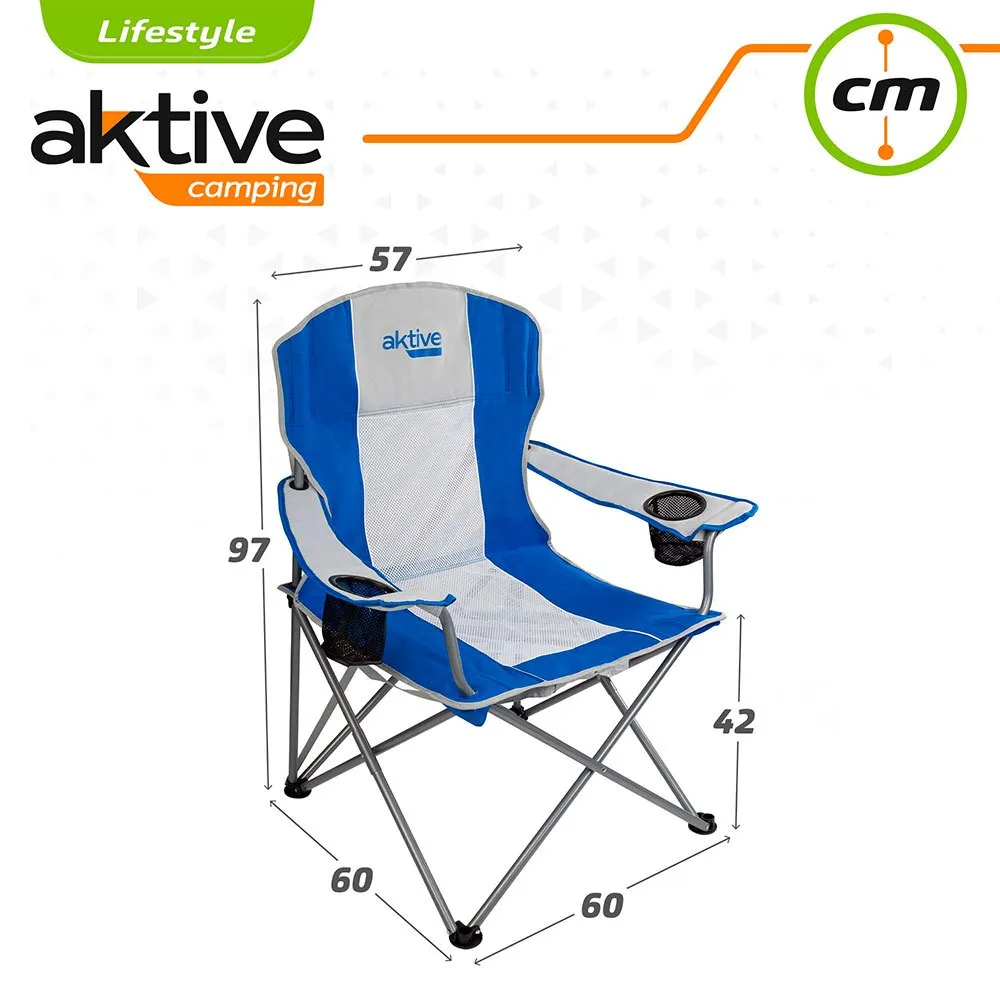 Aktive Sammenleggbar Sportsstol 60x58.5x98 Cm unisex, Blue / white, One Size