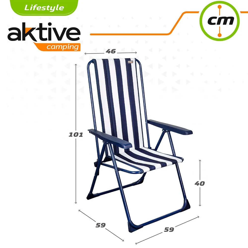 Aktive Sammenleggbar Stol 5 Posisjoner 59x59x105 Cm unisex, Navy, 59 x 59 x 105cm