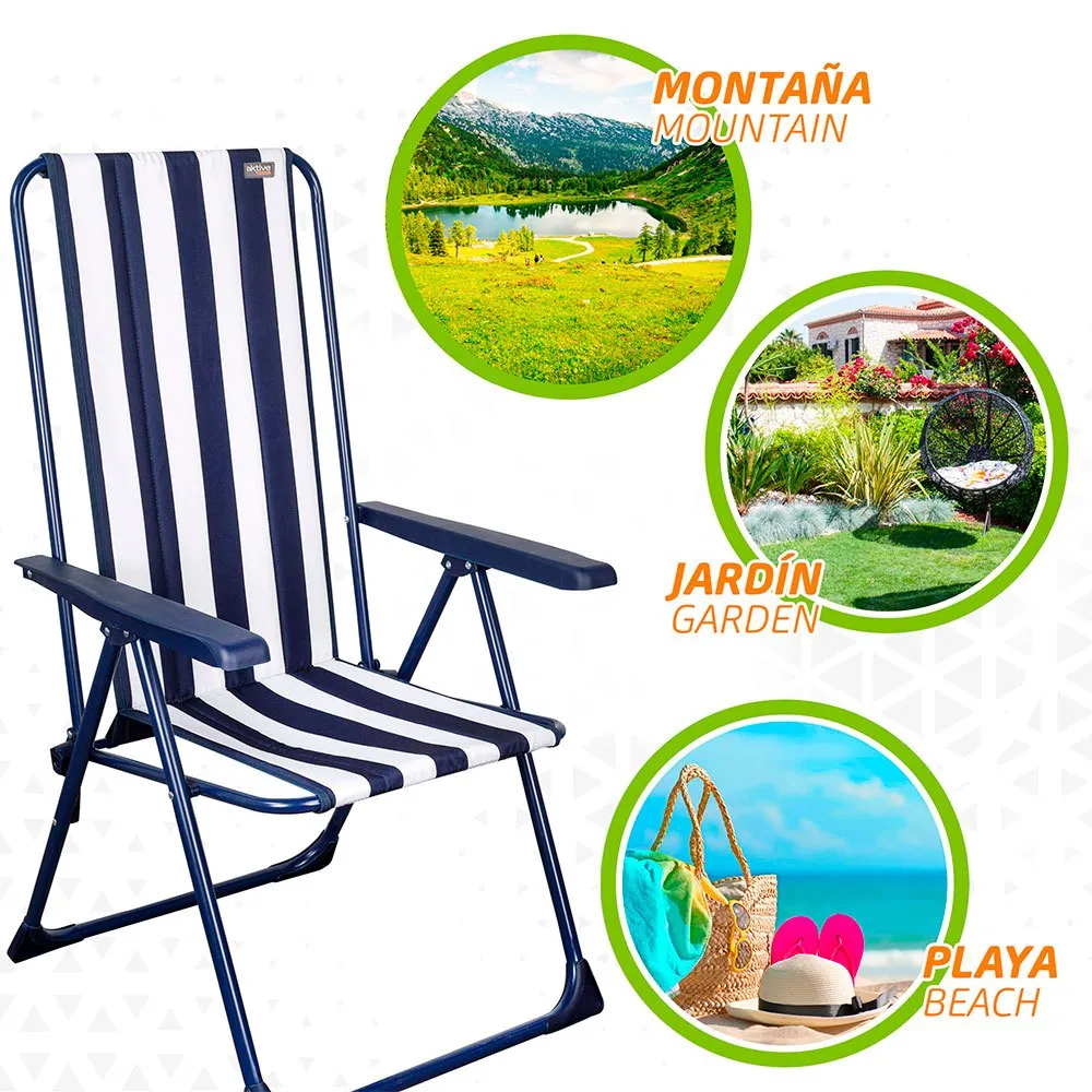 Aktive Sammenleggbar Stol 5 Posisjoner 59x59x105 Cm unisex, Navy, 59 x 59 x 105cm