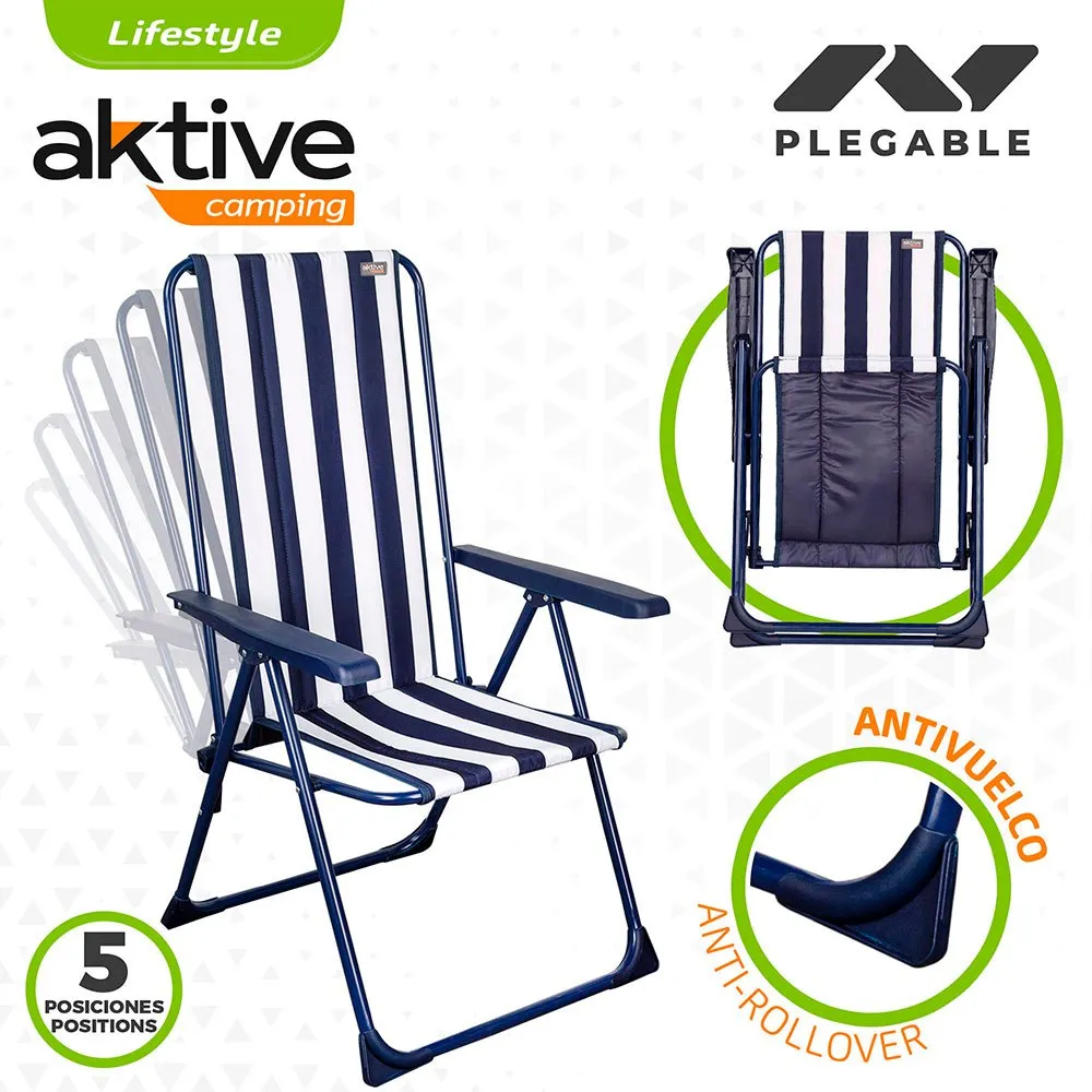 Aktive Sammenleggbar Stol 5 Posisjoner 59x59x105 Cm unisex, Navy, 59 x 59 x 105cm
