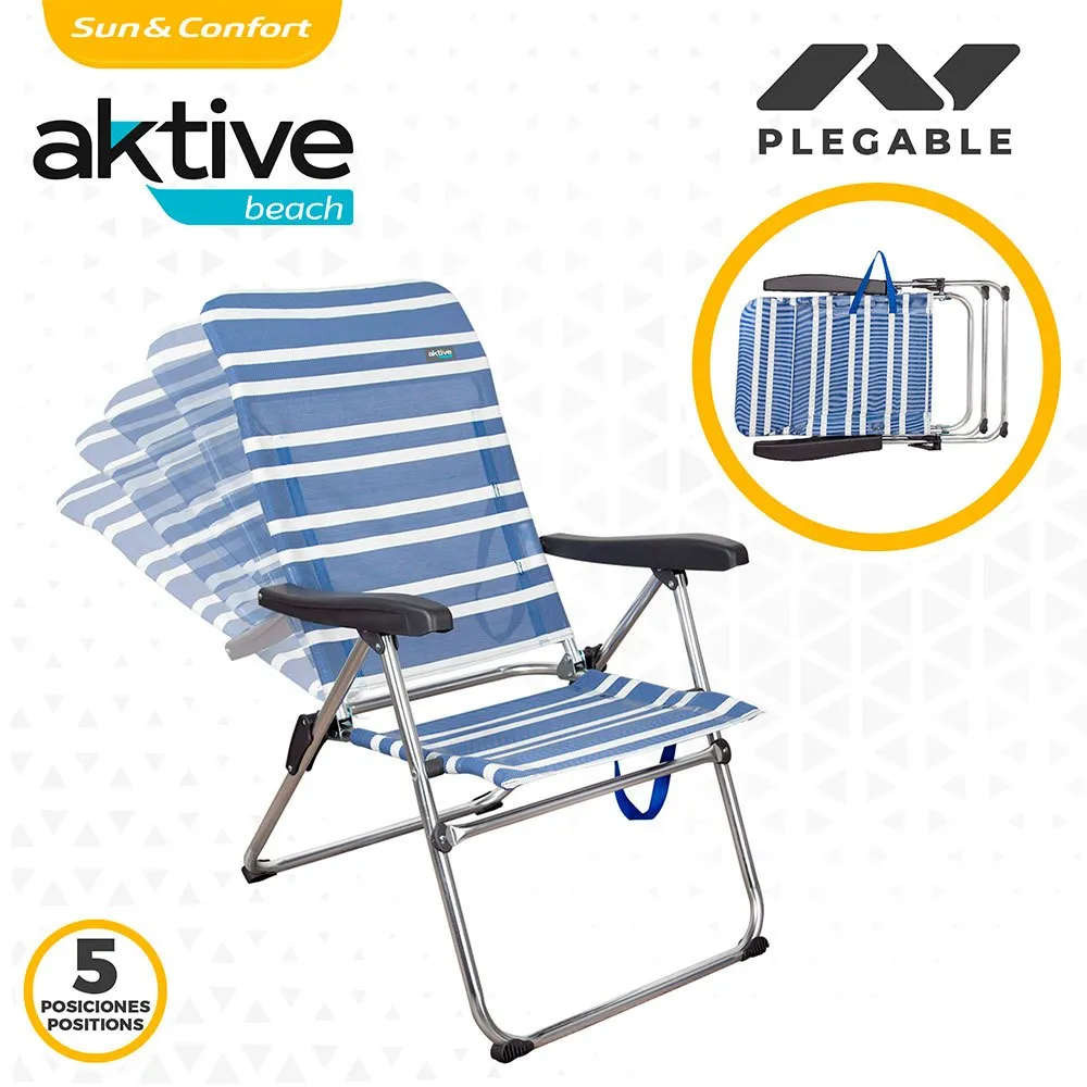 Aktive Sammenleggbar Stol 5 Posisjoner 61x63x93 Cm unisex, Navy, 61 x 63 x 93cm Aktive Sammenleggbar Stol 5 Posisjoner 61x63x93 Cm unisex, Navy, 61 x 63 x 93cm