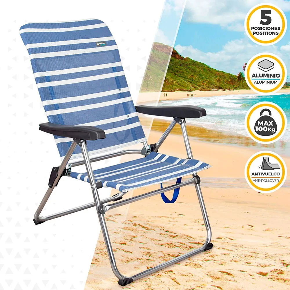 Aktive Sammenleggbar Stol 5 Posisjoner 61x63x93 Cm unisex, Navy, 61 x 63 x 93cm Aktive Sammenleggbar Stol 5 Posisjoner 61x63x93 Cm unisex, Navy, 61 x 63 x 93cm