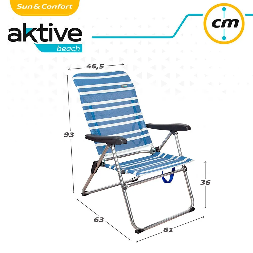 Aktive Sammenleggbar Stol 5 Posisjoner 61x63x93 Cm unisex, Navy, 61 x 63 x 93cm Aktive Sammenleggbar Stol 5 Posisjoner 61x63x93 Cm unisex, Navy, 61 x 63 x 93cm