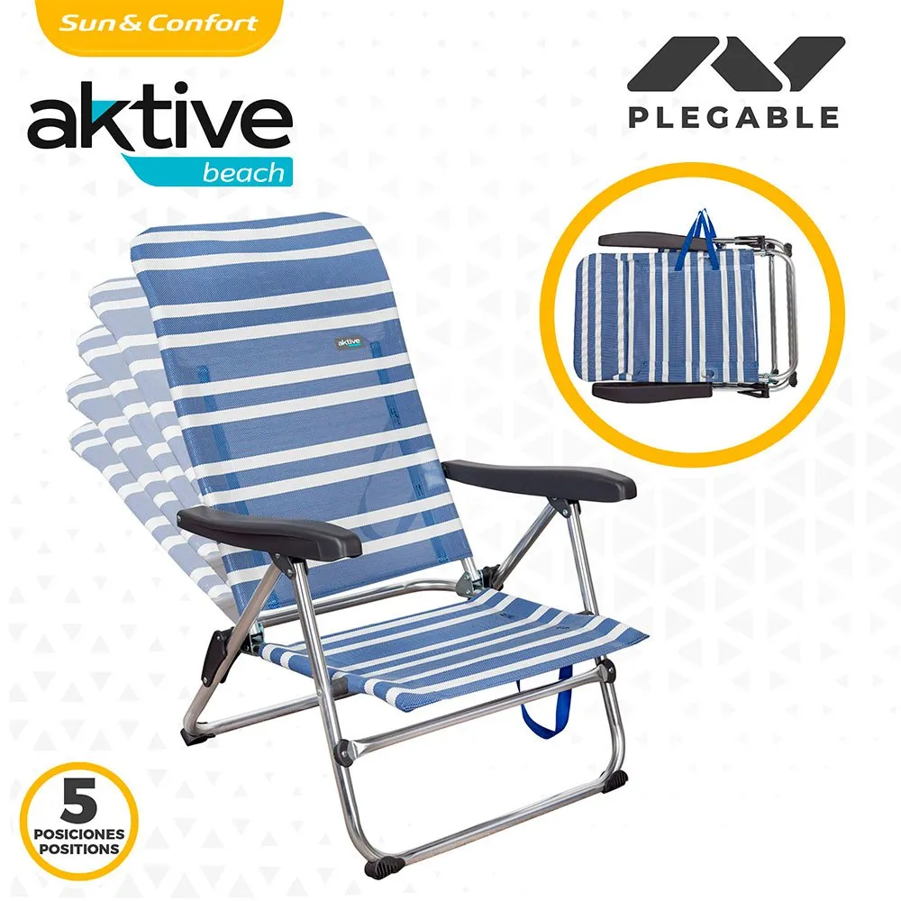 Aktive Sammenleggbar Stol 5 Posisjoner Lav 61x50x85 Cm unisex, Blue / white, One Size