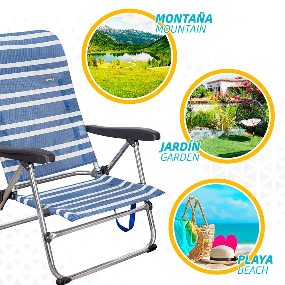 Aktive Sammenleggbar Stol 5 Posisjoner Lav 61x50x85 Cm unisex, Blue / white, One Size
