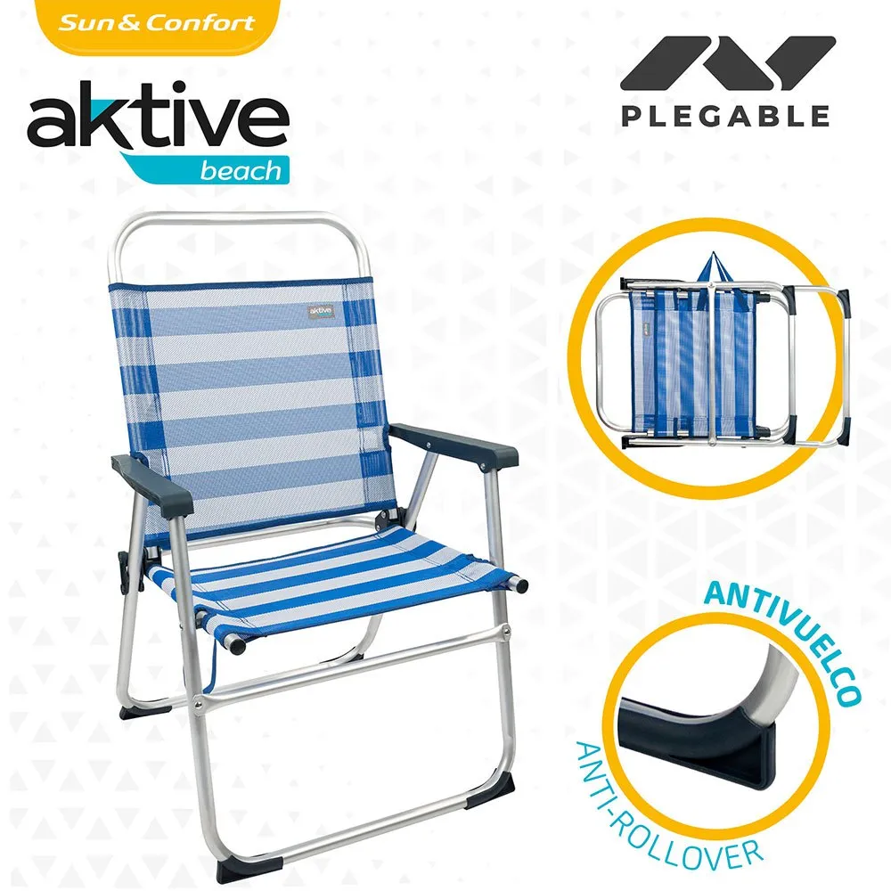 Aktive Sammenleggbar Stol I Aluminium 56x50x88 Cm unisex, White / blue, One Size Aktive Sammenleggbar Stol I Aluminium 56x50x88 Cm unisex, White / blue, One Size