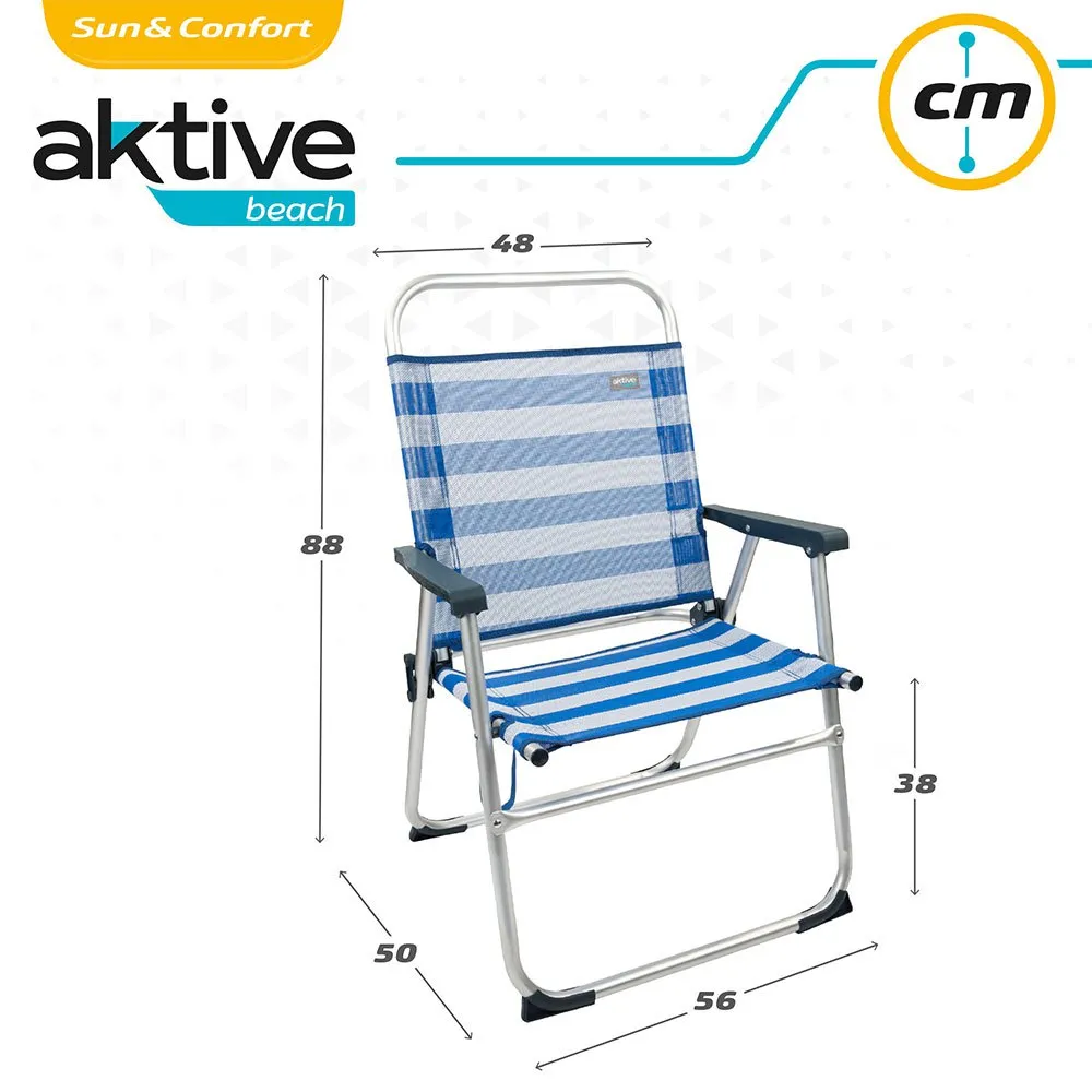 Aktive Sammenleggbar Stol I Aluminium 56x50x88 Cm unisex, White / blue, One Size Aktive Sammenleggbar Stol I Aluminium 56x50x88 Cm unisex, White / blue, One Size