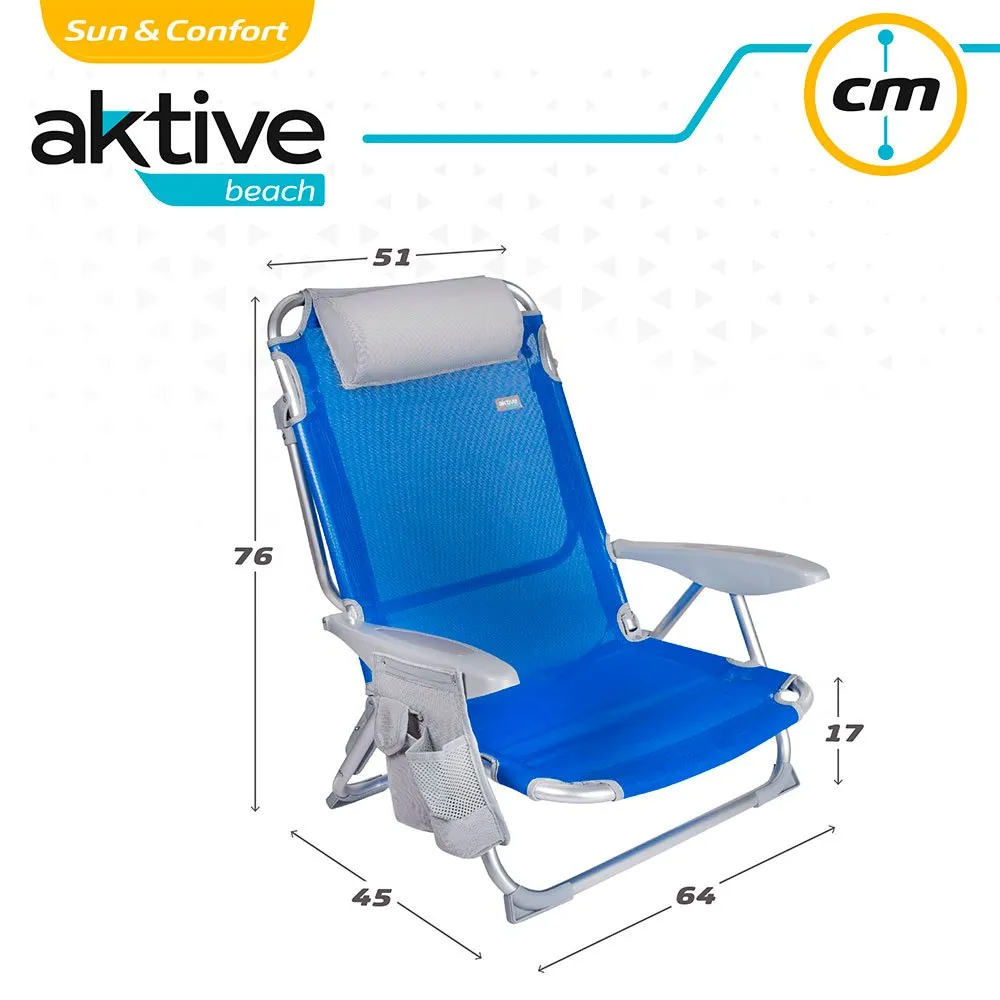Aktive Sammenleggbar Stol Med 4 Posisjoner Pute Og Koppholder Refurbished unisex, Blue / grey, One Size Aktive Sammenleggbar Stol Med 4 Posisjoner Pute Og Koppholder Refurbished unisex, Blue / grey, One Size